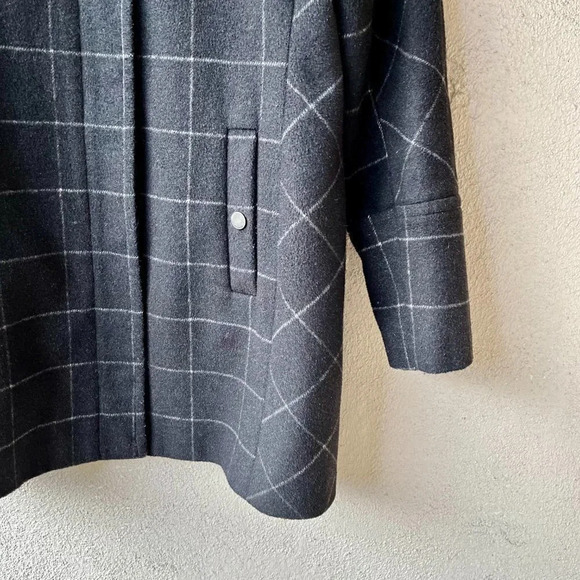 Lucky Brand Checkered Wool Blend Zip Front Coat Small - Picture 4 of 10